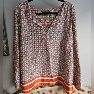 Jones New York Women's Patterned Long Sleeve Blouse